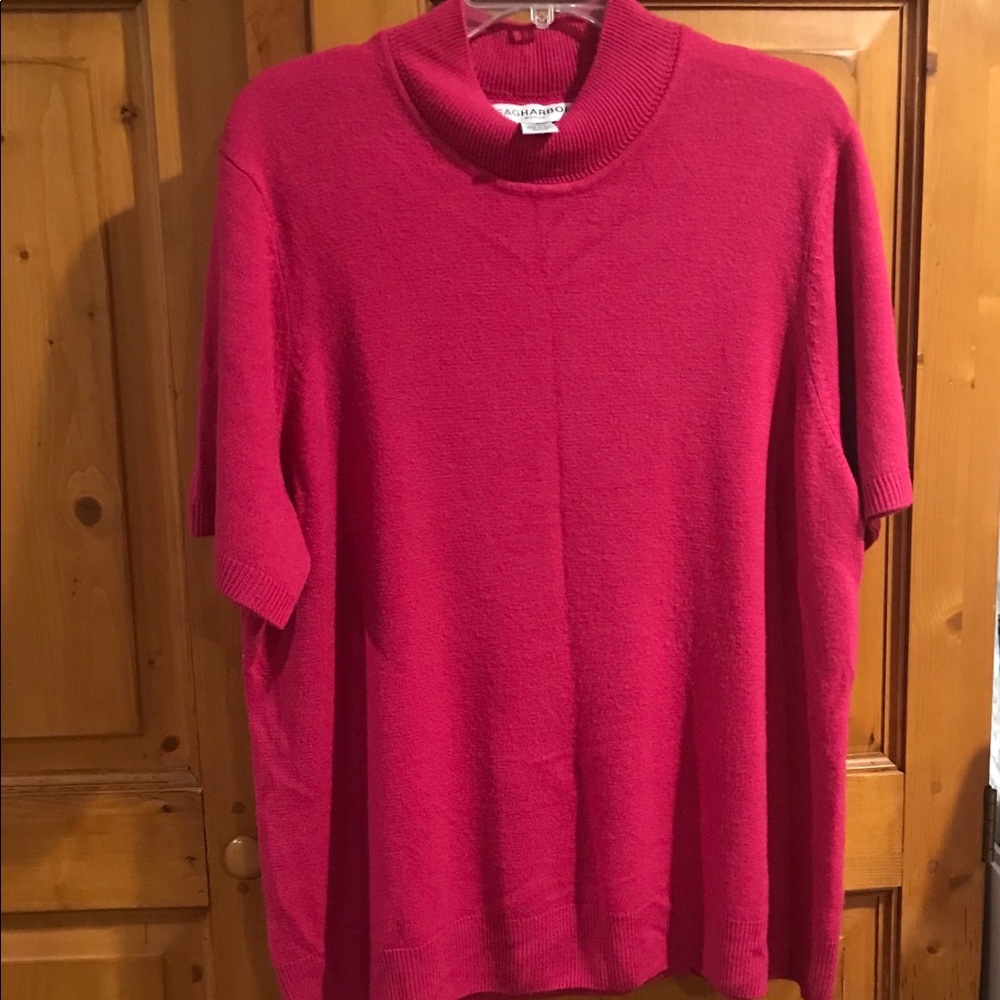 Rose pink short sleeve sweater,2X